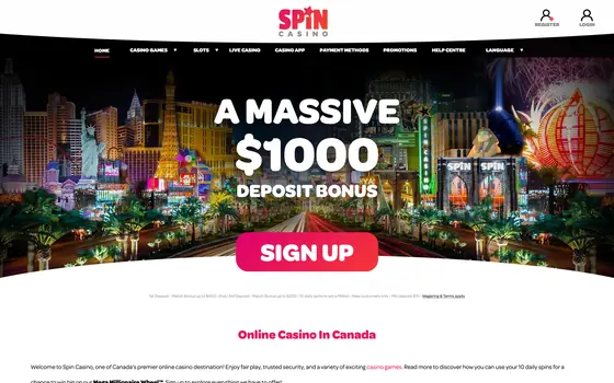 Spin Casino casino lobby screenshot